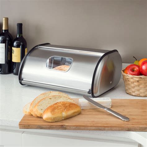 home basics mirror-finish stainless steel bread box silver|Home Basics Silver Stainless Steel Bread Box .